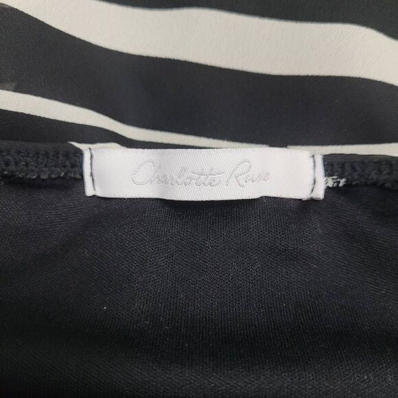 Vtg 90s Charlotte Russe Asymmetrical Halter Dress Sz 2XS Black White‎ Zebra USA - Picture 5 of 9